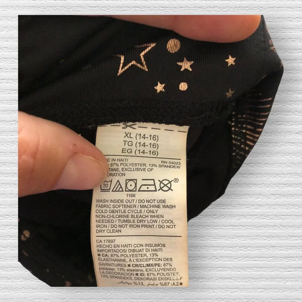 Old Navy Active Girls  XL 14-16 Leggings Black Outter Space Gold